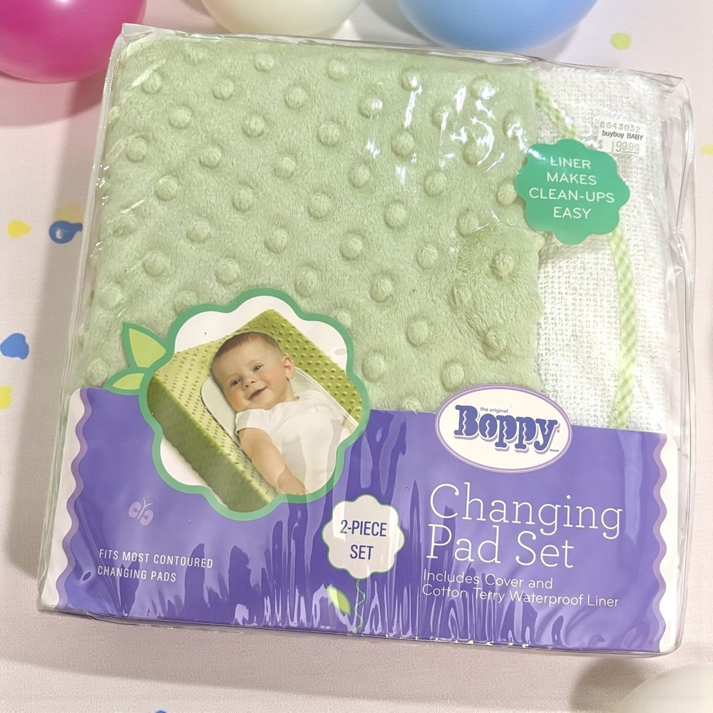 The Original Boppy Changing Pad Cover and Waterproof Liner Set Sage Green